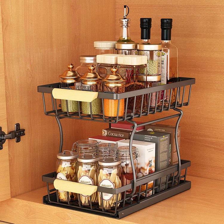 Heavy-Duty Metal Pull-Out Kitchen Storage Rack