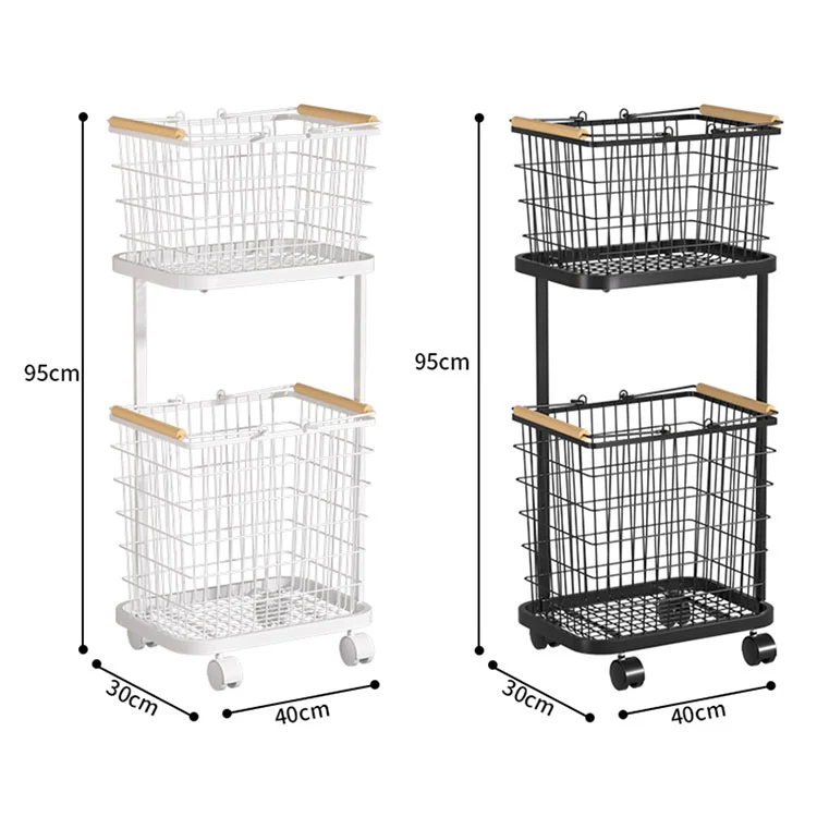 Bathroom Storage Iron Laundry Basket With Wheels