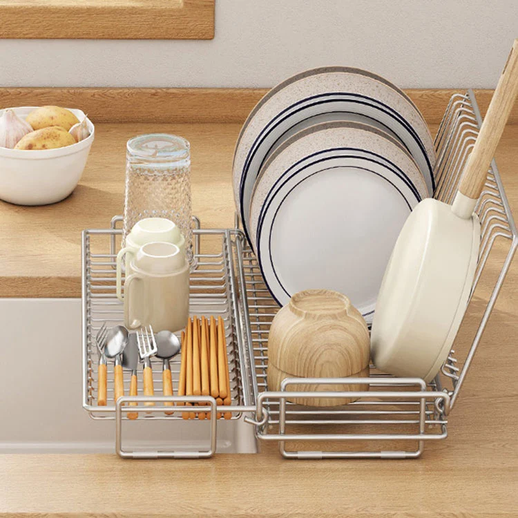 Stainless Steel ပန်းကန် နှင့် Spoon Draining Rack